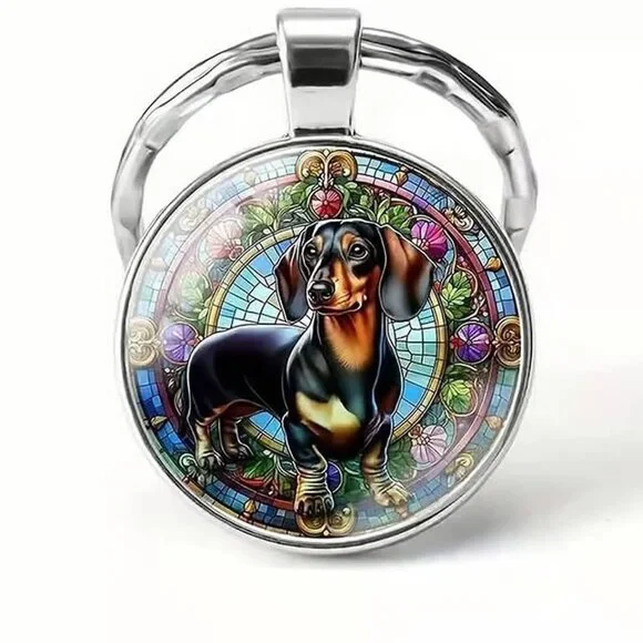 Stainlesss Steel DACHSHUND Dog Keyring Keychain Accessory - Picture 3 of 3